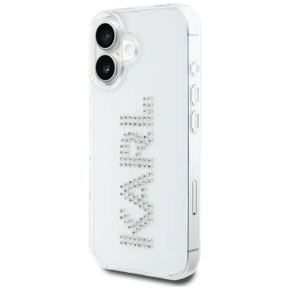 Etui Karl Lagerfeld IML Rhinestones Logo do Apple iPhone 16 przezroczysty