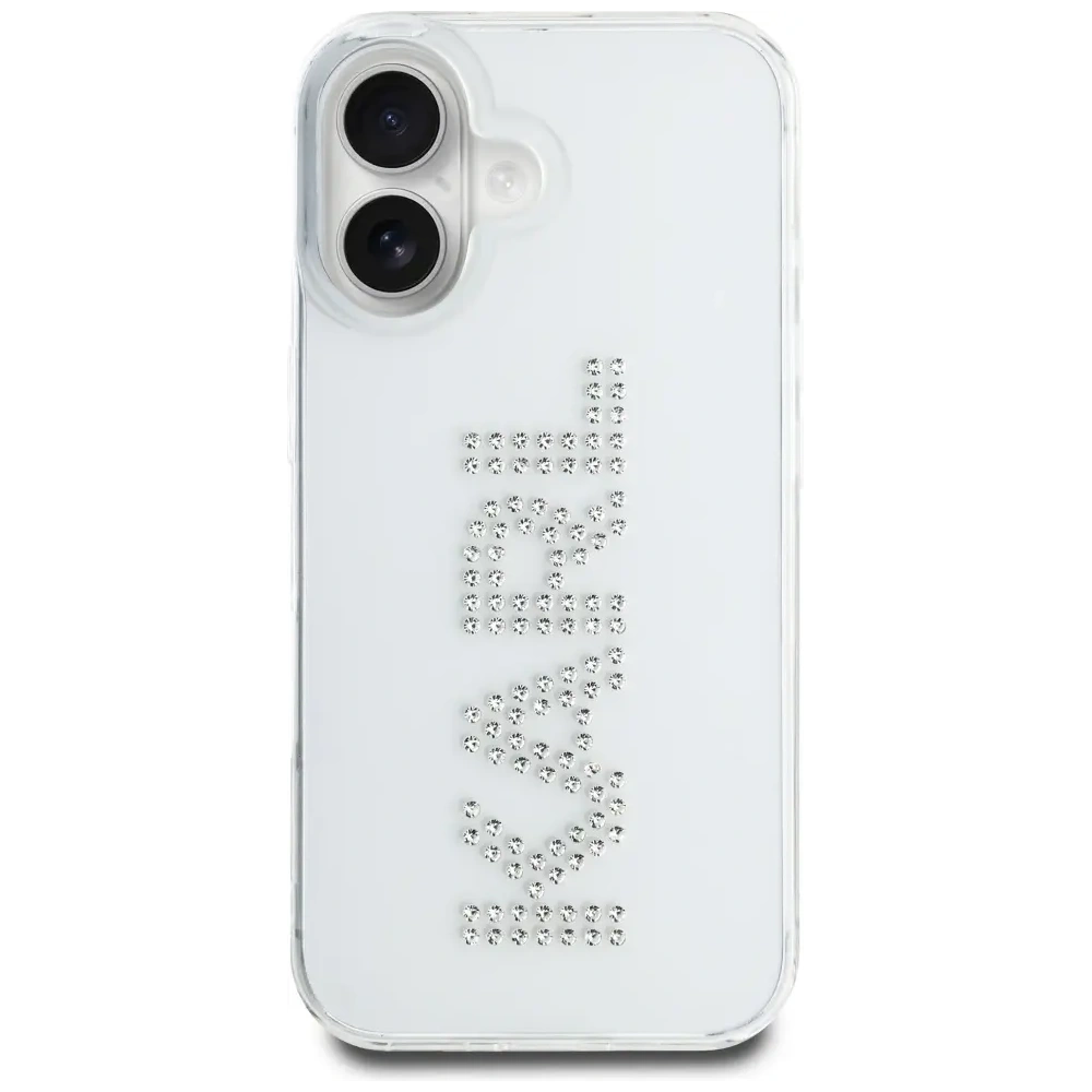 Etui Karl Lagerfeld IML Rhinestones Logo do Apple iPhone 16 przezroczysty