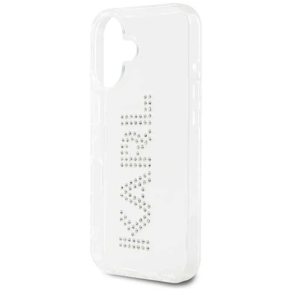 Etui Karl Lagerfeld IML Rhinestones Logo do Apple iPhone 16 przezroczysty