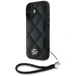 Kup Karl Lagerfeld prošívané logo s iniciály a řetízkem Apple iPhone 16 černý - KLD21992 - {ean13} - Sklep Home Screen