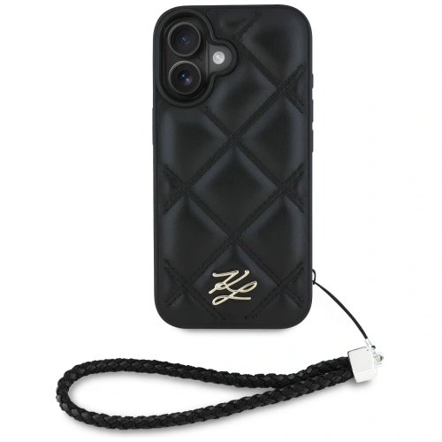 Kup Karl Lagerfeld prošívané logo s iniciály a řetízkem Apple iPhone 16 černý - KLD21992 - {ean13} - Sklep Home Screen