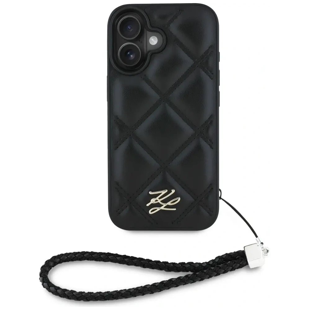 Etui Karl Lagerfeld Quilted Initial Logo & Chain Strap do Apple iPhone 16 czarny