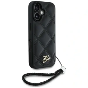 Kup Karl Lagerfeld prošívané logo s iniciály a řetízkem Apple iPhone 16 černý - KLD21992 - {ean13} - Sklep Home Screen