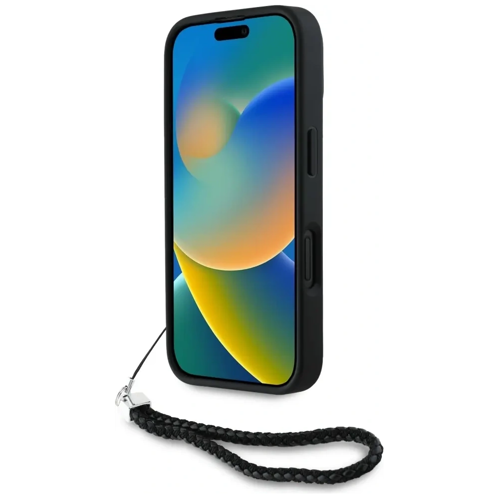 Etui Karl Lagerfeld Quilted Initial Logo & Chain Strap do Apple iPhone 16 czarny