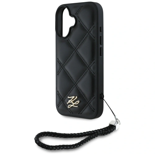 Kup Karl Lagerfeld prošívané logo s iniciály a řetízkem Apple iPhone 16 černý - KLD21992 - {ean13} - Sklep Home Screen