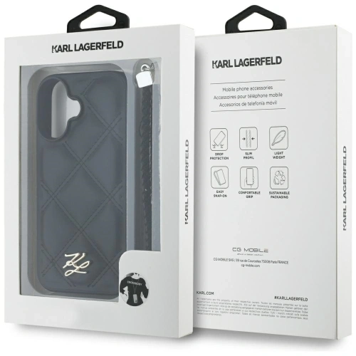 Buy Karl Lagerfeld Quilted Initial Logo & Chain Strap Apple iPhone 16 black - KLD21992 - {ean13} - Home Screen Store Europe