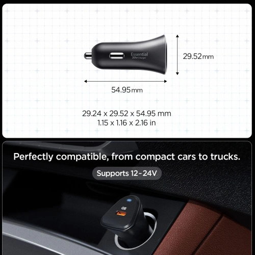Kup Spigen Essential EV301 1-port USB-C Auto Nabíječka 30W Černá - SPN16737 - {ean13} - Sklep Home Screen