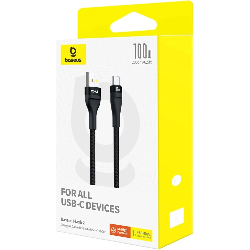 Kabel Baseus Flash 2 USB-A / USB-C 100W 1m czarny