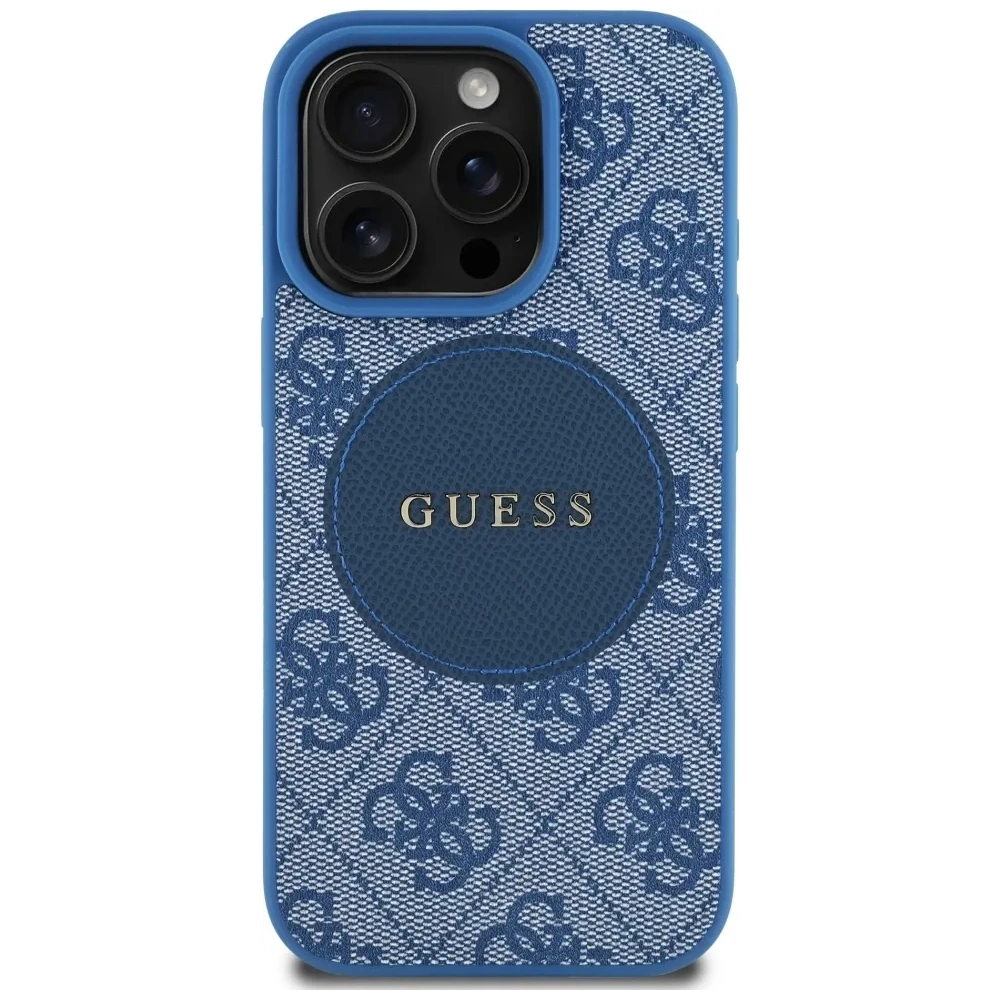 Etui Guess 4G Circle Classic Logo MagSafe do Apple iPhone 16 Pro Max niebieski
