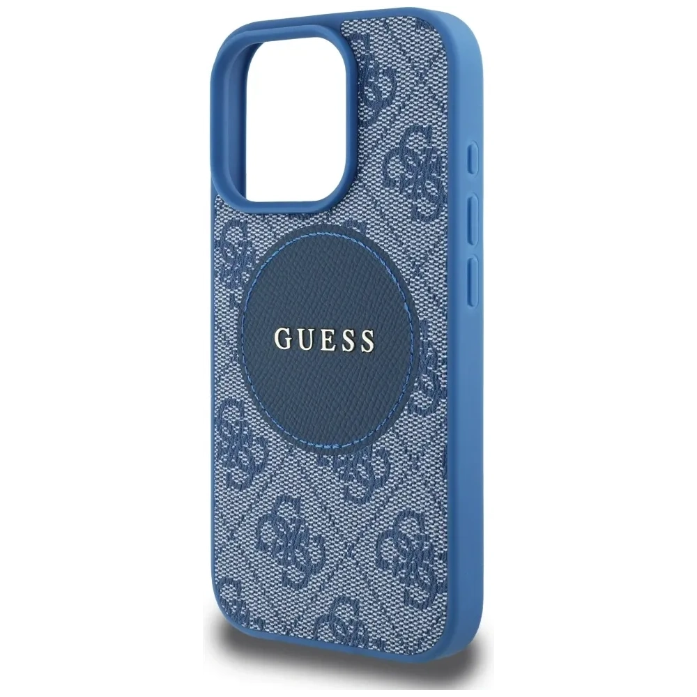 Etui Guess 4G Circle Classic Logo MagSafe do Apple iPhone 16 Pro Max niebieski