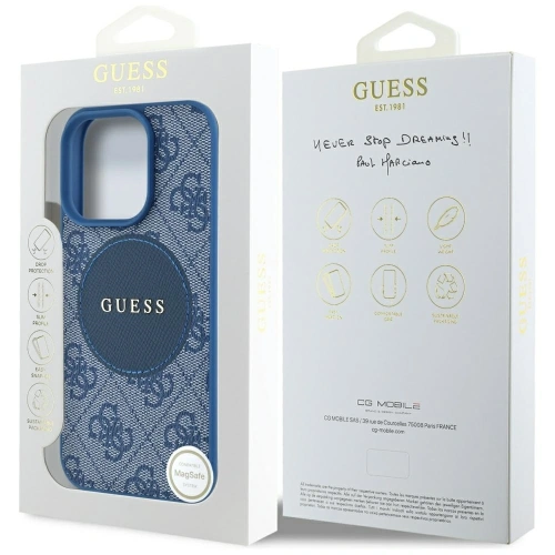 Kup Etui Guess 4G Circle Classic Logo MagSafe do Apple iPhone 16 Pro niebieski - GUE4484 - {ean13} - Sklep Home Screen