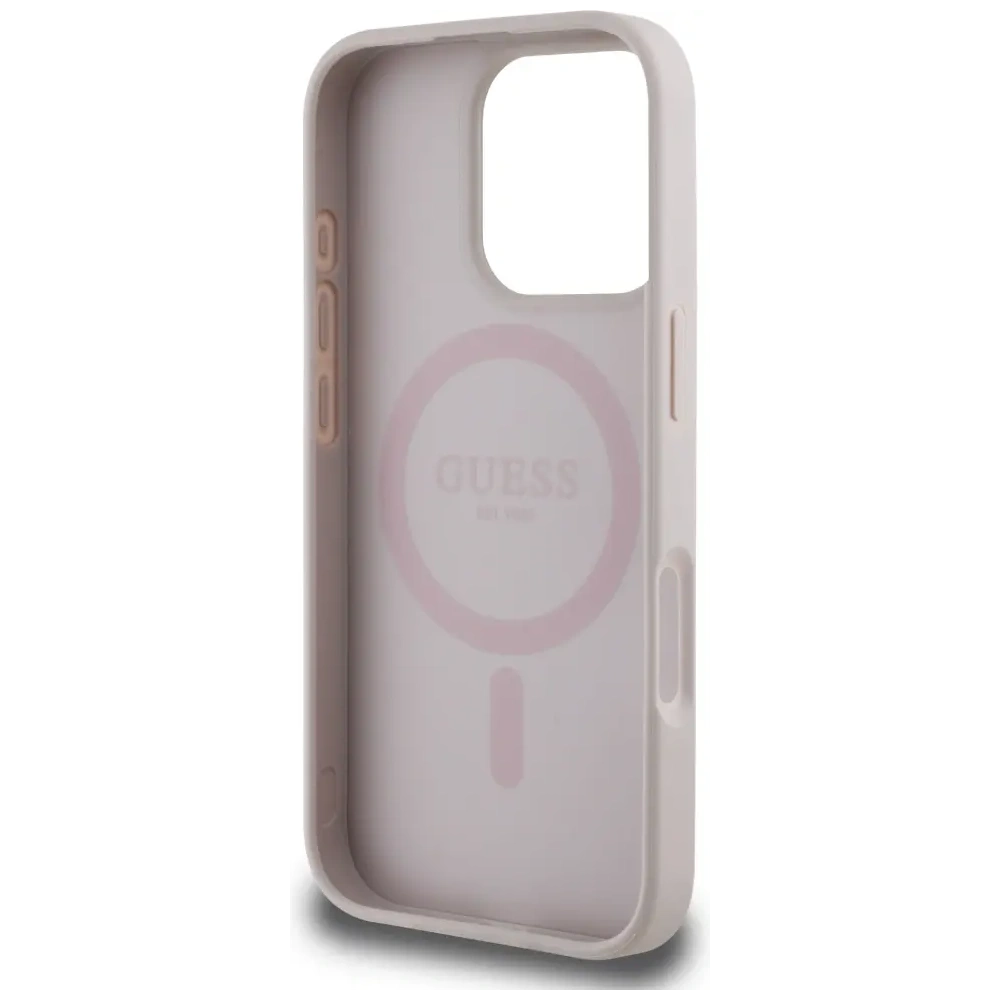 Etui Guess 4G Circle Classic Logo MagSafe do Apple iPhone 16 Pro różowy