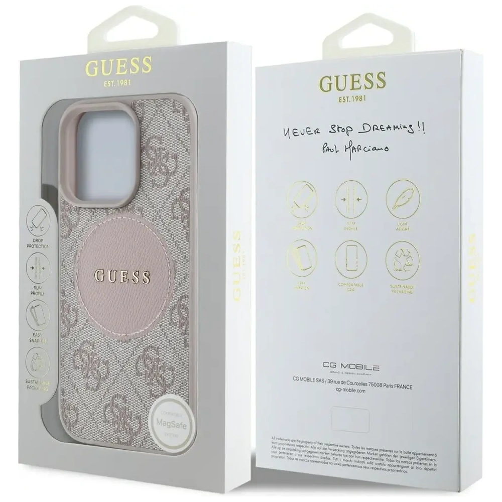 Etui Guess 4G Circle Classic Logo MagSafe do Apple iPhone 16 Pro różowy