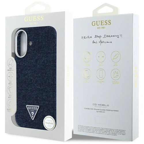 Kup Guess Denim Triangle Logo MagSafe Apple iPhone 16 modrý - GUE4489 - {ean13} - Sklep Home Screen