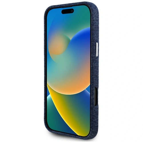 Kup Guess Logo triunghi din denim MagSafe Apple iPhone 16 Pro albastru - GUE4493 - {ean13} - Sklep Home Screen