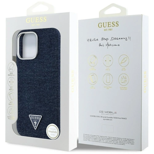 Kup Etui Guess Denim Triangle Logo MagSafe do Apple iPhone 16 Pro niebieski - GUE4493 - {ean13} - Sklep Home Screen
