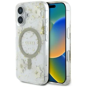 Buy Guess Resin Flowers Glitter MagSafe Apple iPhone 16 beige - GUE4494 - {ean13} - Home Screen Store Europe