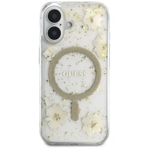 Kup Guess Gyanta Virágok Csillám MagSafe Apple iPhone 16 bézs - GUE4494 - {ean13} - Sklep Home Screen