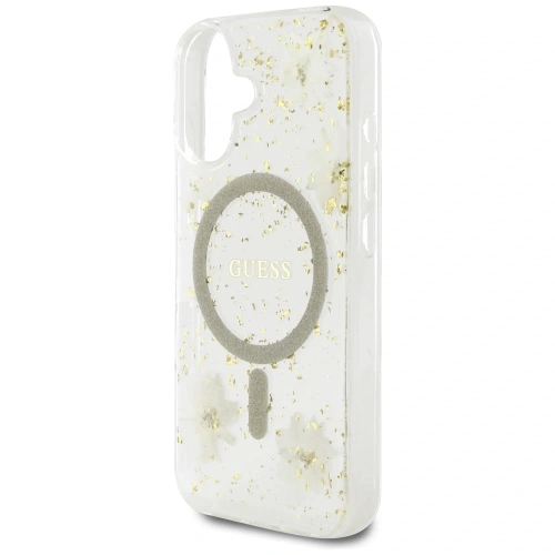 Kup Etui Guess Resin Flowers Glitter MagSafe do Apple iPhone 16 beżowy - GUE4494 - {ean13} - Sklep Home Screen