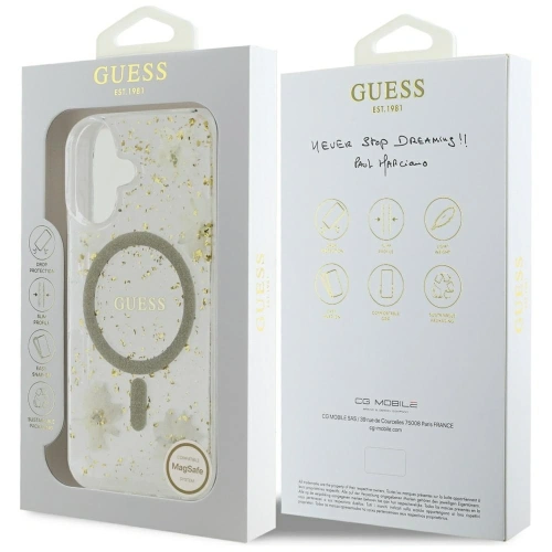 Kup Etui Guess Resin Flowers Glitter MagSafe do Apple iPhone 16 beżowy - GUE4494 - {ean13} - Sklep Home Screen