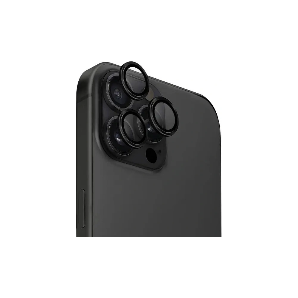 Szkło na obiektyw aparatu UNIQ Optix Aluminium Camera Lens Protector Apple iPhone 16 Pro / 16 Pro Max midnight black