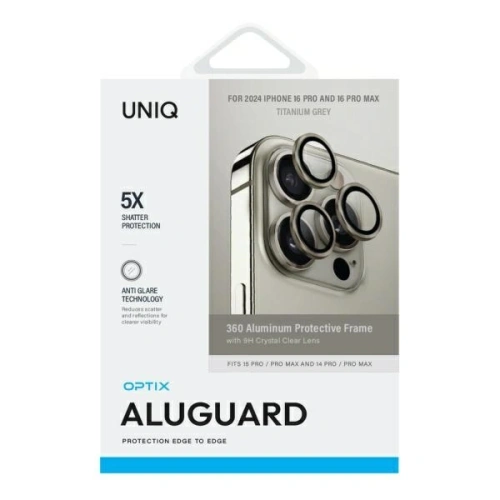 Buy UNIQ Optix Aluminium Camera Lens Protector Apple iPhone 16 Pro / 16 Pro Max titanium grey - UNIQ1514 - {ean13} - Home Screen Store Europe
