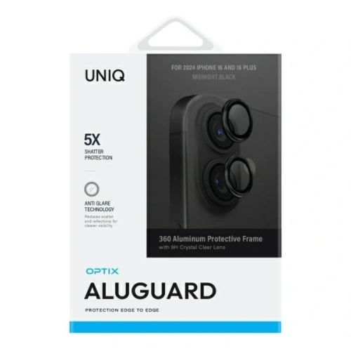 Buy UNIQ Optix Aluminium Camera Lens Protector Apple iPhone 16 / 16 Plus midnight black - UNIQ1515 - {ean13} - Home Screen Store Europe