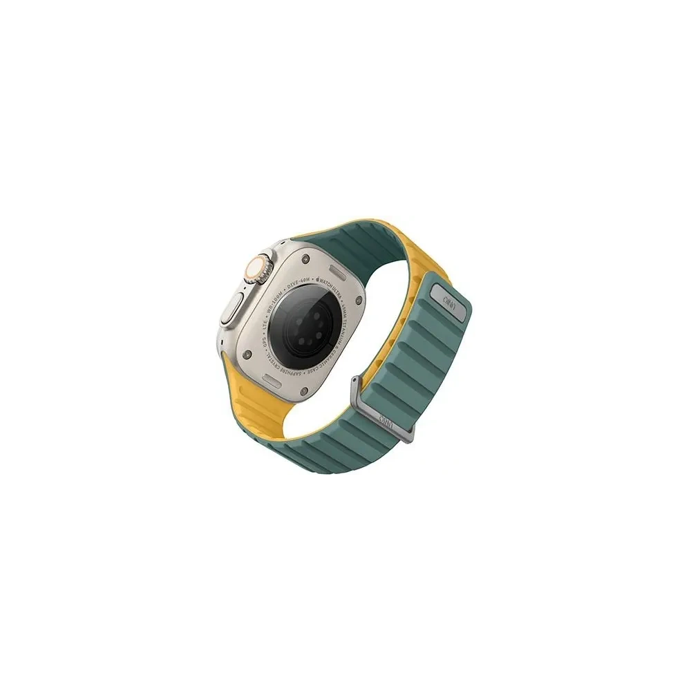 Pasek UNIQ Revix Evo Apple Watch Series1/2/3/4/5/6/7/8/9/SE/SE2/Ultra/Ultra2 42/44/45/49mm Reversible Magnetic zielono-żółty/viridian green-burnt yellow