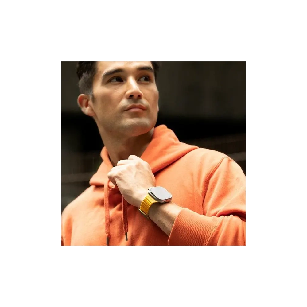 Pasek UNIQ Revix Evo Apple Watch Series1/2/3/4/5/6/7/8/9/SE/SE2/Ultra/Ultra2 42/44/45/49mm Reversible Magnetic zielono-żółty/viridian green-burnt yellow