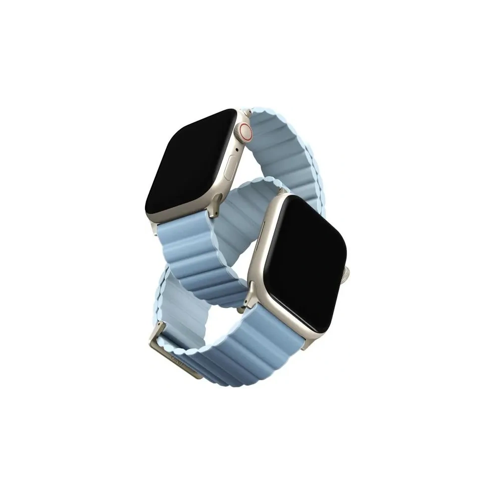 Pasek UNIQ Revix Premium Apple WatchSeries 1/2/3/4/5/6/7/8/9/SE/SE2 38/40/41mm Edition Reversible Magnetic Leather biało-niebieski/arctic-soft blue