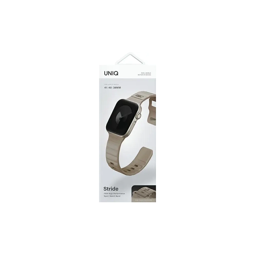Pasek UNIQ Stride Apple Watch Series1/2/3/4/5/6/7/8/9/SE/SE2 38/40/41mm FKM Rubber Strap khaki/pale khaki