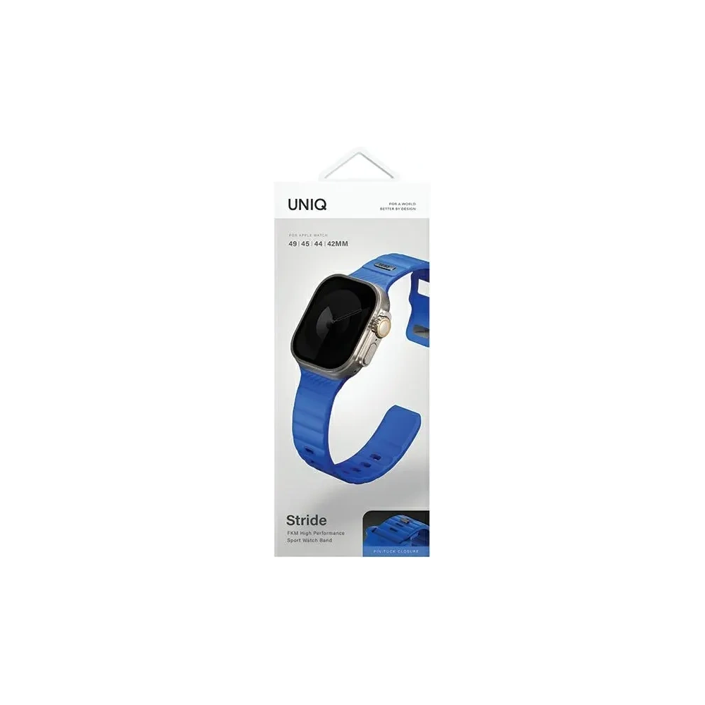 Pasek UNIQ Stride Apple Watch Series1/2/3/4/5/6/7/8/9/SE/SE2/Ultra/Ultra 2 42/44/45/49mm FKM Rubber Strap niebieski/cobalt blue