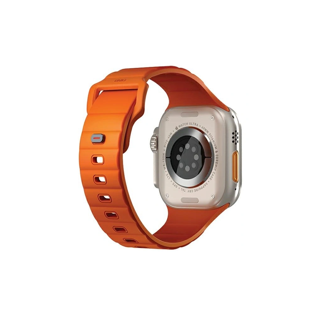 Pasek UNIQ Stride Apple Watch Series1/2/3/4/5/6/7/8/9/SE/SE2/Ultra/Ultra 2 42/44/45/49mm FKM Rubber Strap pomarańczowy/volt orange