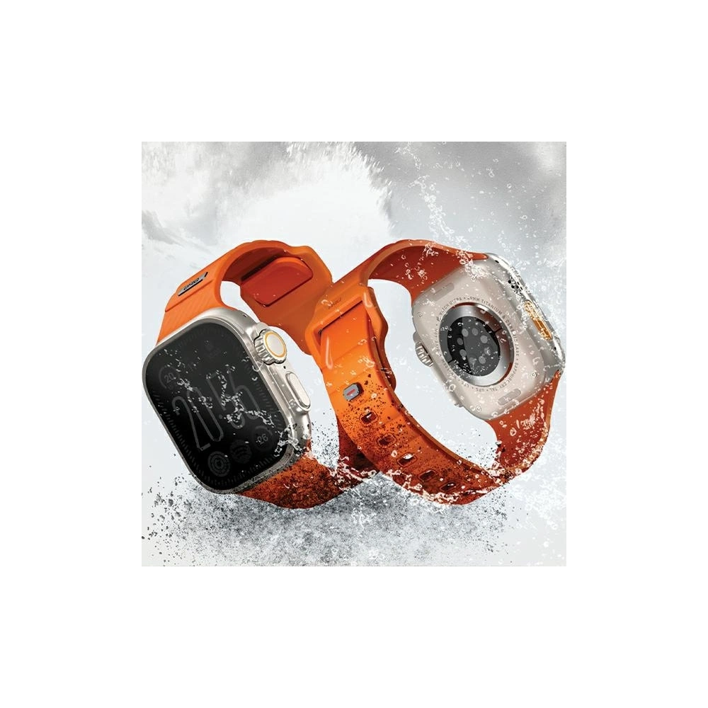 Pasek UNIQ Stride Apple Watch Series1/2/3/4/5/6/7/8/9/SE/SE2/Ultra/Ultra 2 42/44/45/49mm FKM Rubber Strap pomarańczowy/volt orange