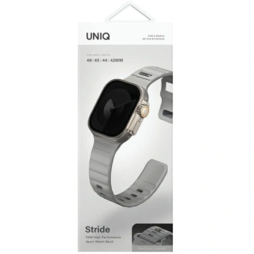 Kup UNIQ Stride Apple Watch Series1/2/3/4/5/6/7/8/9/SE/SE2/Ultra/Ultra 2 42/44/45/49mm FKM gumový řemínek křídově šedý - UNIQ1527 - {ean13} - Sklep Home Screen