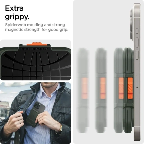 Kup Spigen Lock Fit MagSafe Universal Magnetic Držák na karty Vojenská zelená - SPN16740 - {ean13} - Sklep Home Screen