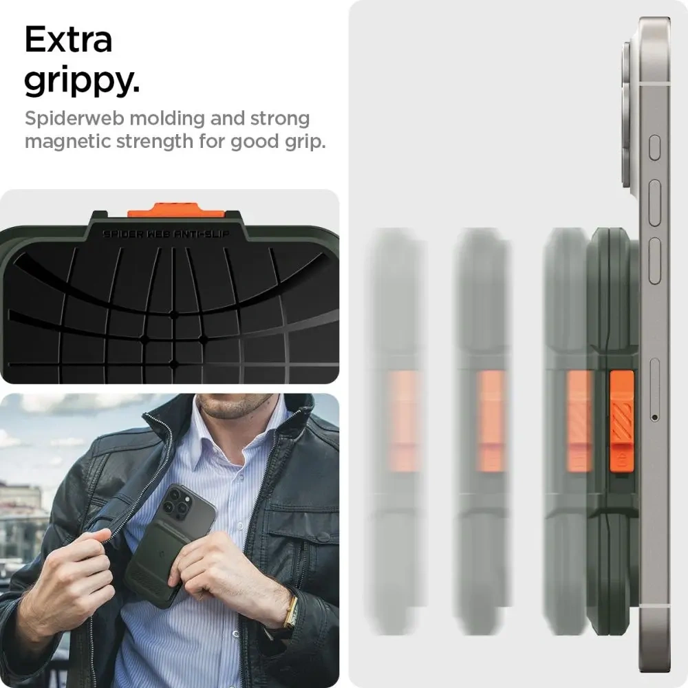 Uchwyt magnetyczny Spigen Lock Fit MagSafe Universal Magnetic Card Holder Military Green