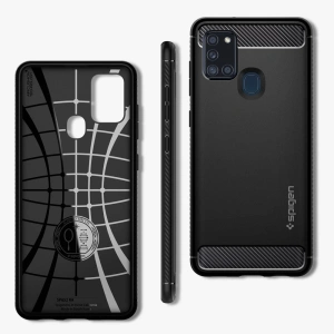 Kup Etui Spigen Rugged Armor Samsung Galaxy A21s Matte Black - SPN1124BLK - {ean13} - Sklep Home Screen