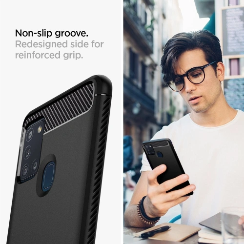 Kup Etui Spigen Rugged Armor Samsung Galaxy A21s Matt Fekete - SPN1124BLK - {ean13} - Sklep Home Screen
