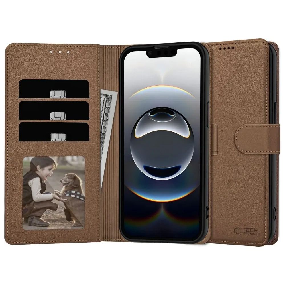 Etui z klapką Tech-Protect Wallet Apple iPhone 16e Brown