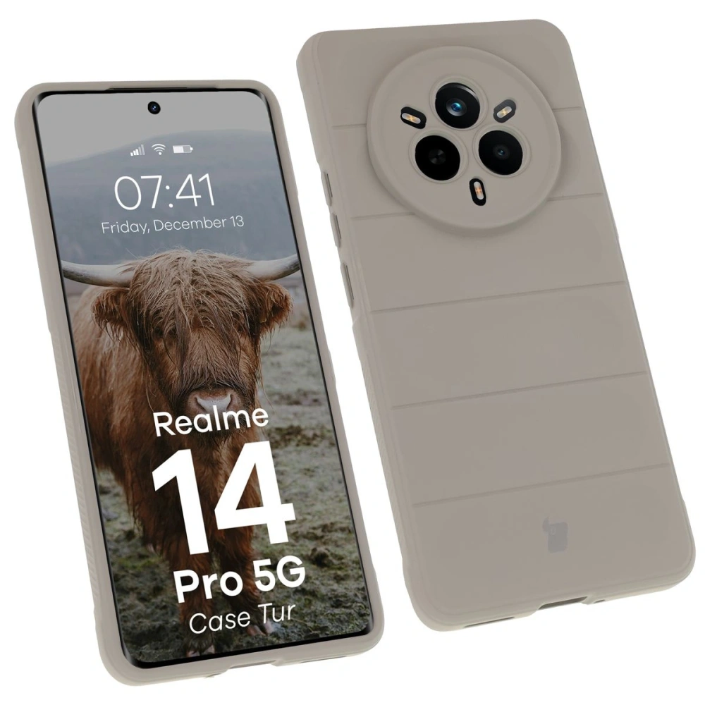 Pancerne etui Bizon Case Tur do Realme 14 Pro 5G jasnoszare