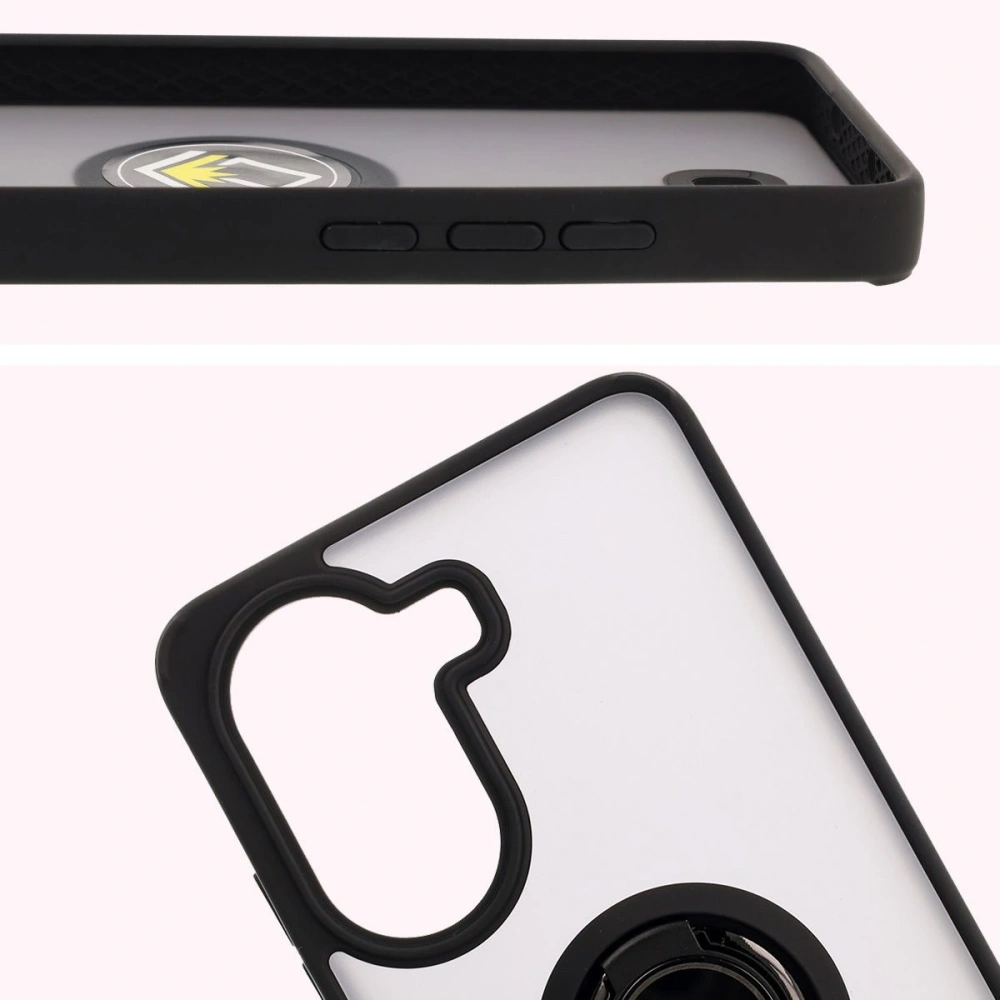 Etui z uchwytem na palec Bizon Case Hybrid Ring do Xiaomi Poco X7 Pro przydymione z czarną ramką