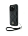 Etui Karl Lagerfeld steppelt kezdőbetűs logóval és lánc pánttal Apple iPhone 16 Pro-hoz fekete