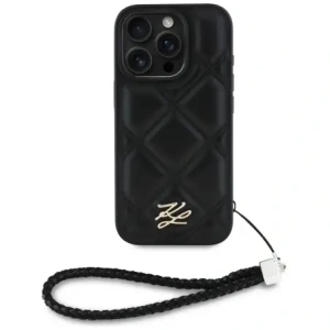 Kup Etui Karl Lagerfeld prošívané s iniciálními logem a řetízkem na Apple iPhone 16 Pro černé - KLD21994 - {ean13} - Sklep Home Screen