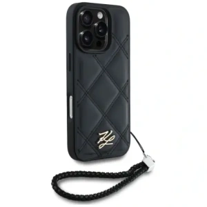 Kup Etui Karl Lagerfeld prošívané s iniciálními logem a řetízkem na Apple iPhone 16 Pro černé - KLD21994 - {ean13} - Sklep Home Screen