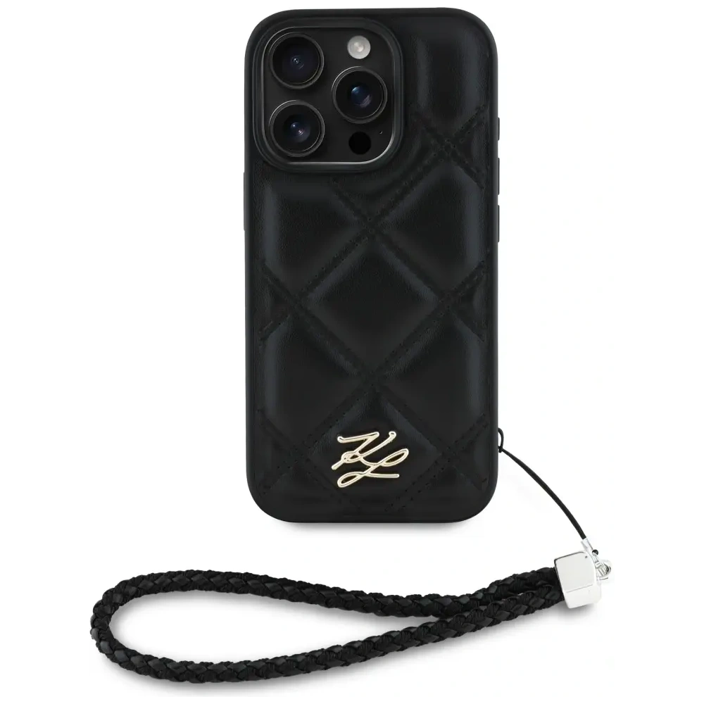 Etui Karl Lagerfeld Quilted Initial Logo & Chain Strap do Apple iPhone 16 Pro Max czarny