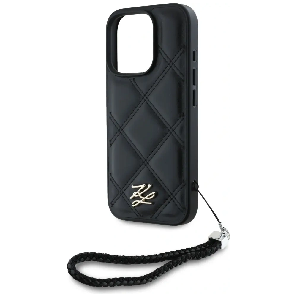 Etui Karl Lagerfeld Quilted Initial Logo & Chain Strap do Apple iPhone 16 Pro Max czarny