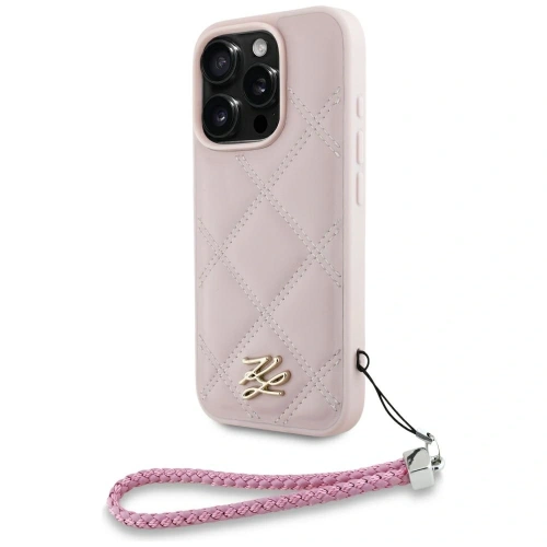 Buy Case Karl Lagerfeld Quilted Initial Logo & Chain Strap for Apple iPhone 16 Pro pink - KLD21997 - {ean13} - Home Screen Store Europe