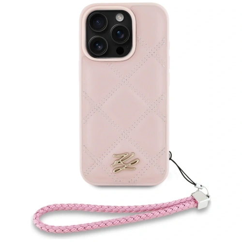 Buy Case Karl Lagerfeld Quilted Initial Logo & Chain Strap for Apple iPhone 16 Pro pink - KLD21997 - {ean13} - Home Screen Store Europe