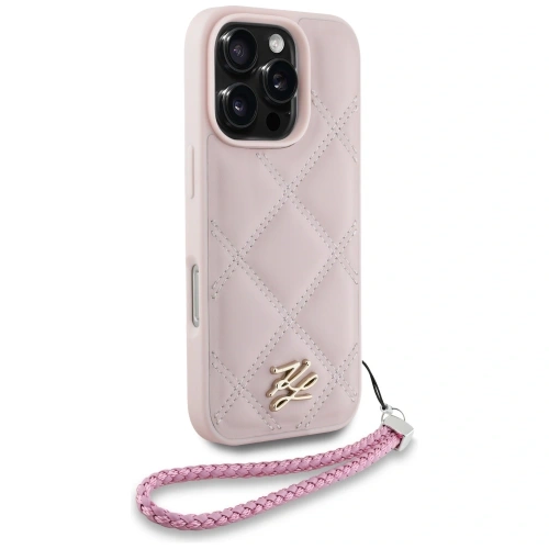 Buy Case Karl Lagerfeld Quilted Initial Logo & Chain Strap for Apple iPhone 16 Pro pink - KLD21997 - {ean13} - Home Screen Store Europe